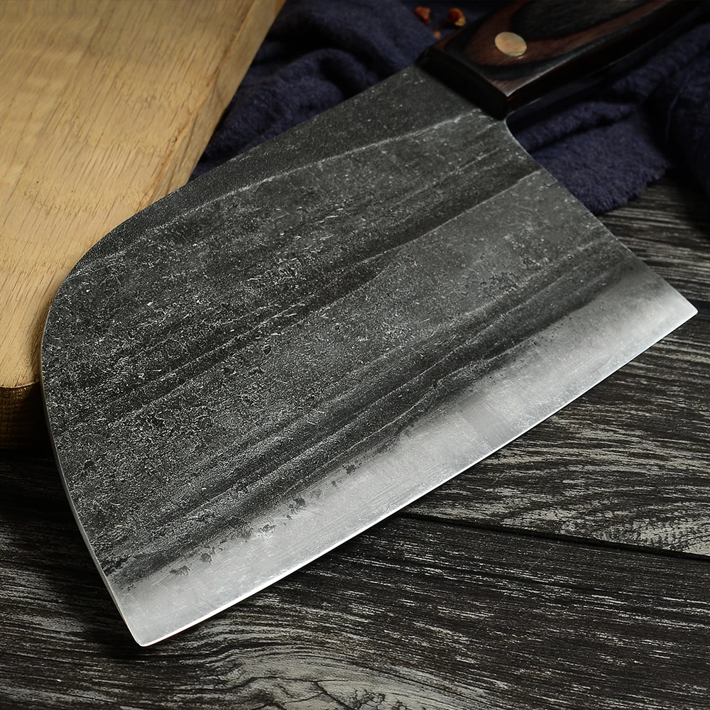 New Design 8 Inch Full Tang Stonewash 5mm Thick Easy Cut Bone Poultry Meat Fish German Steel Slaughter Bone Knife Kit