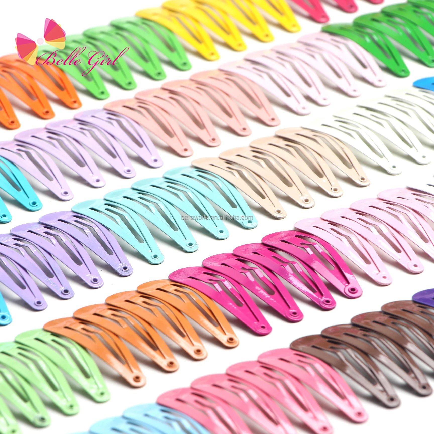 BELLEQORLD 5cm colorful paint snap baby hair clip kids custom 32colors water drop metal BB hair pins clips for girls