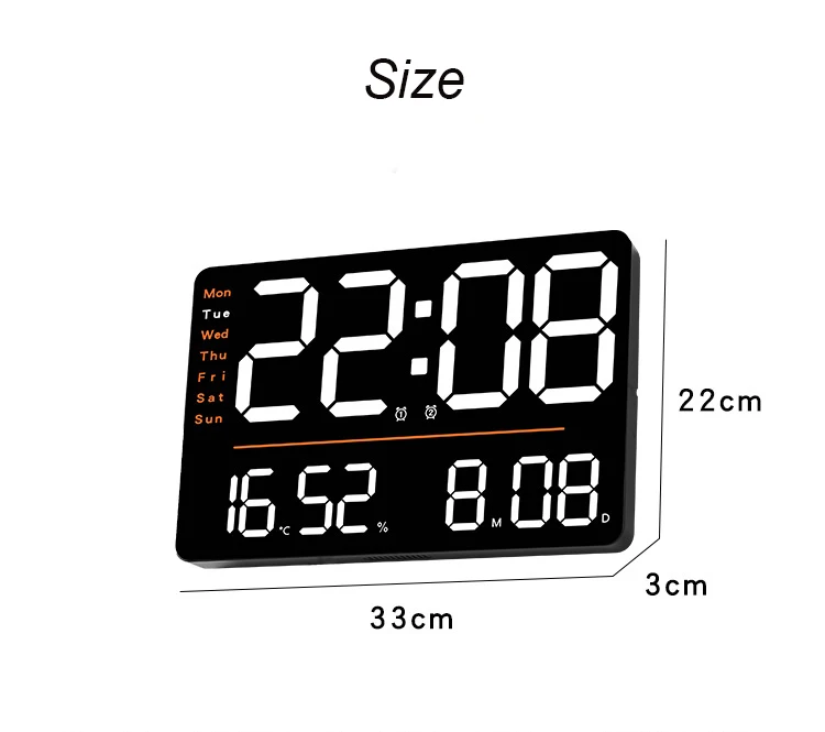 Large Display Wall Electrical Clock Calendar Day Digital Wall Clock Temperature With Remote Control Countdown Timer Alarm Clock