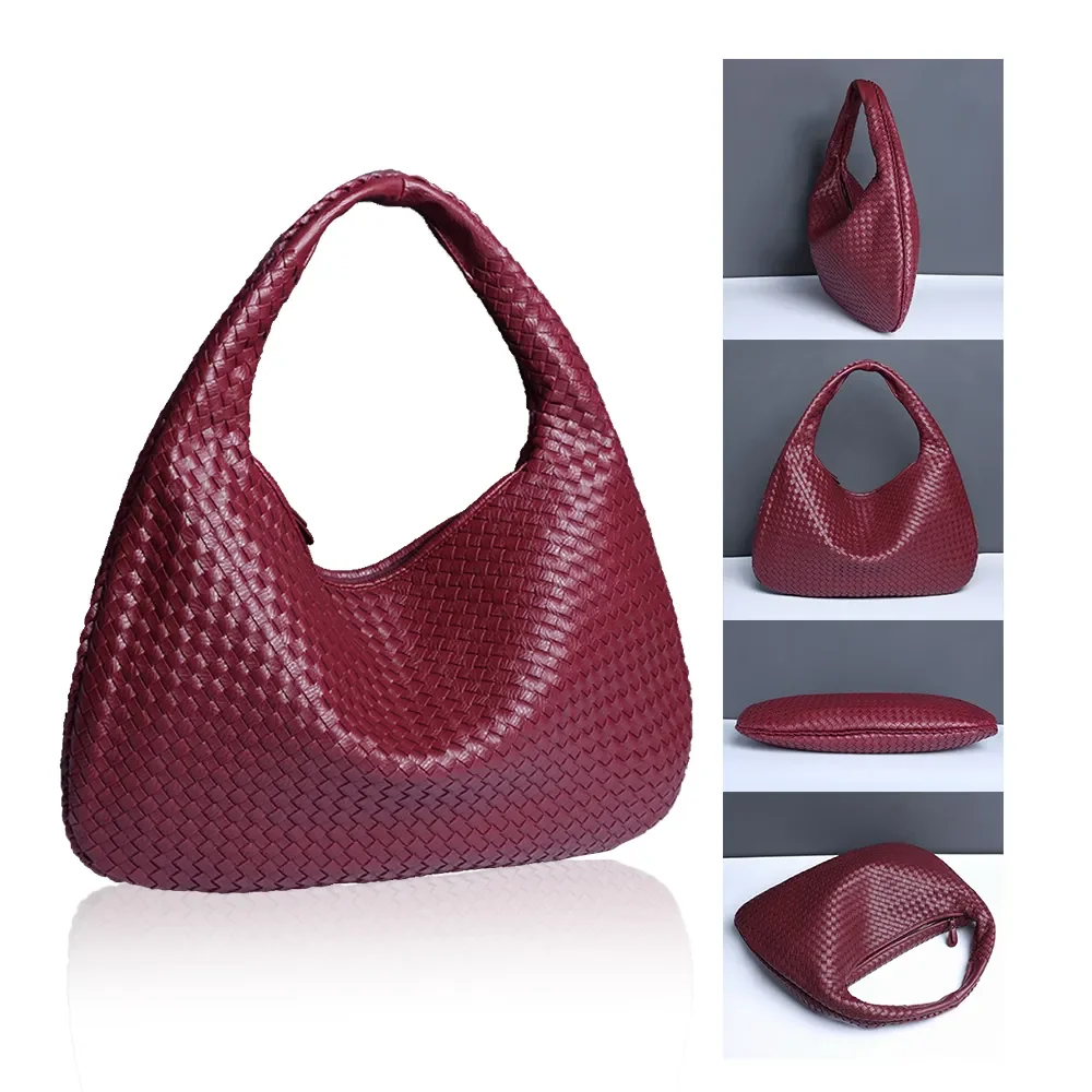 2024 new fashion large capacity handbag Custom Weave Vegan Leather Shoulder Hobo Bag For Women Woven Underarm Bags tote bag