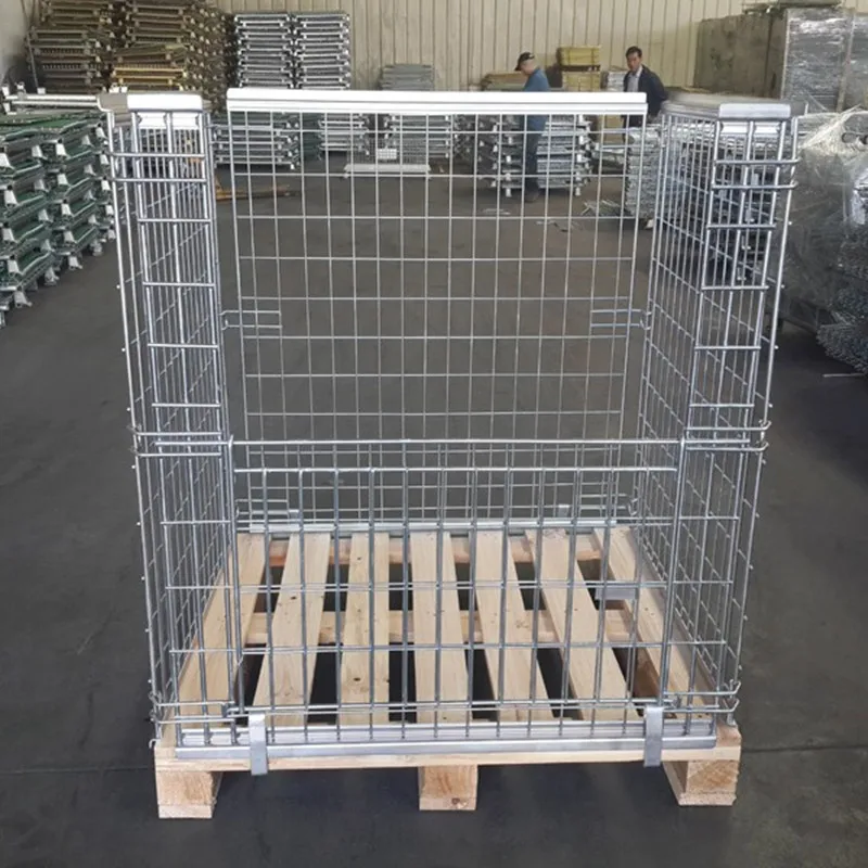 Hot-dip Galvanized Wire Mesh Pallet Cage with Wooden Pallet