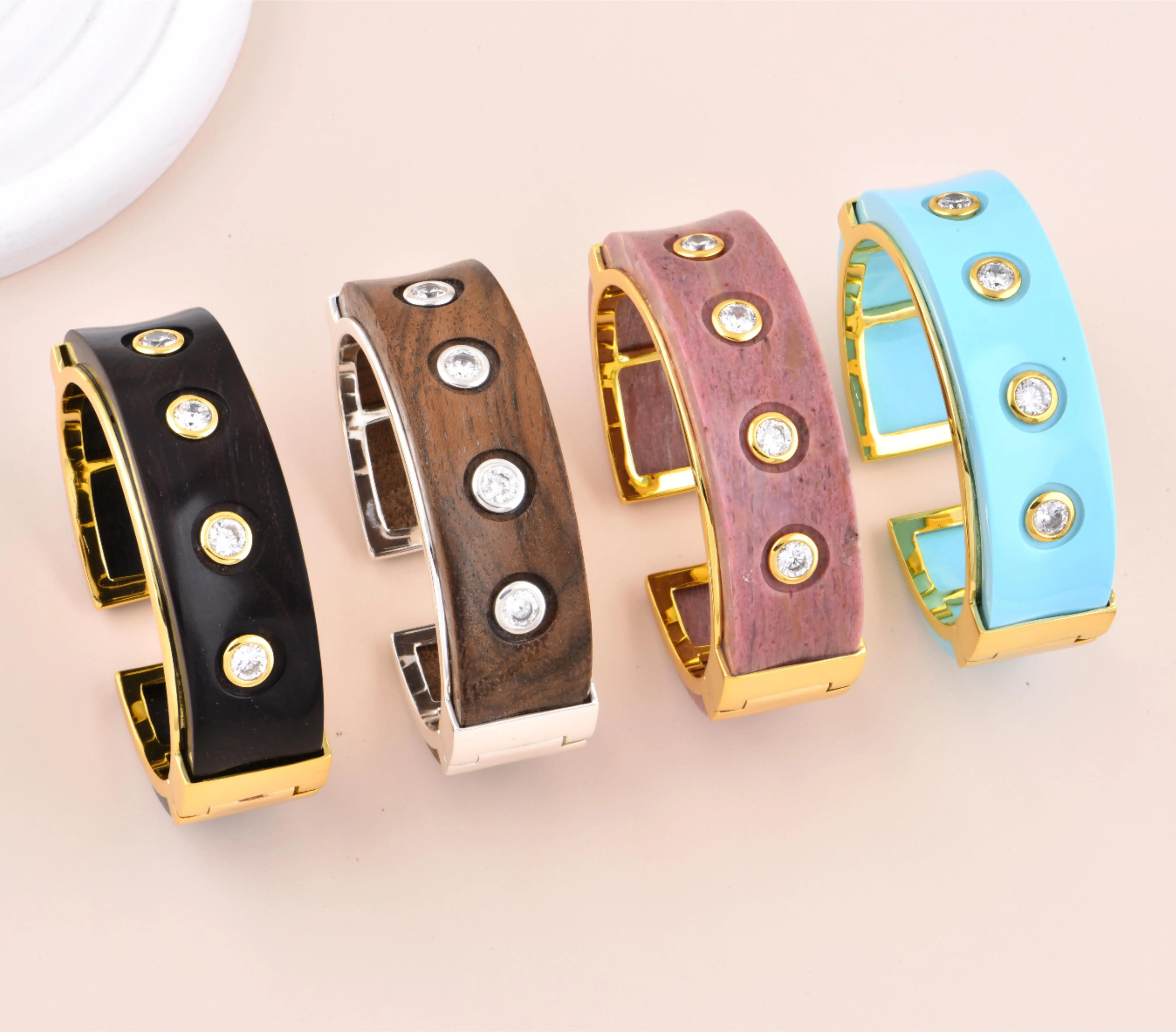 ChinChin Vintage Chunky Dubai Zircon Copper Chain Bangles Jewelry Women Hawaiian Brass 18k Gold Plated Bangle