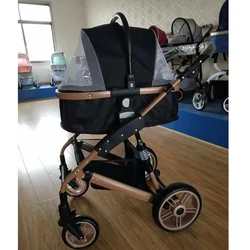 High landscape wholesale pet carrier stroller easy traveling dog pram pushchair with luxury carrycot