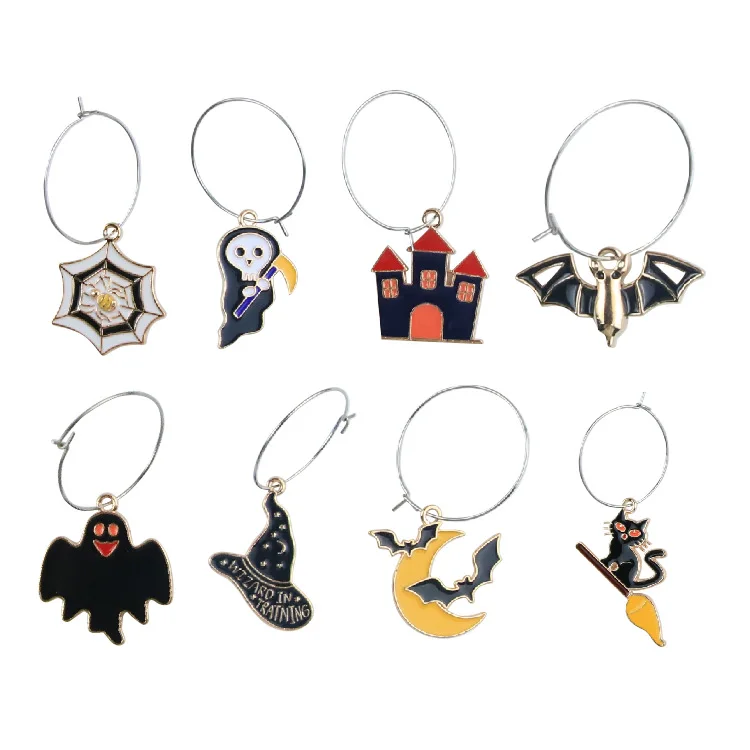 Personalized Metal Creative Wine Glass Ring Charms funny for Christmas Party and Wedding