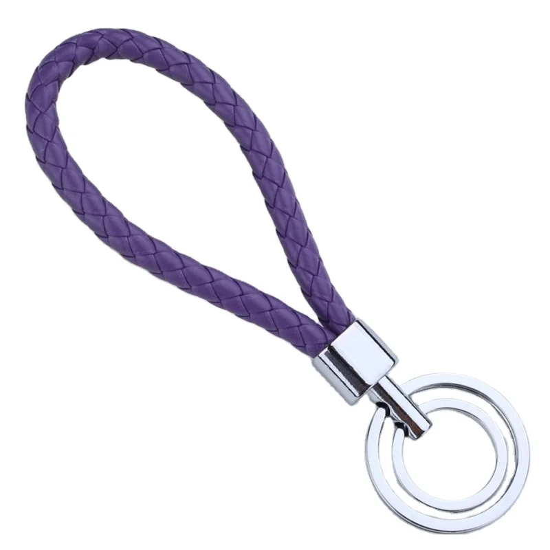 
2021 NEW leather exquisite keychain Double ring key ring car key chain accessories 
