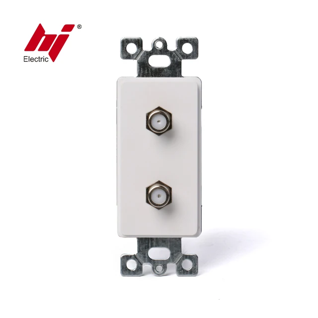 Duplex F Type Coaxial Adapter Wall Jack Female to Female Molded-in Voice and Audio Video