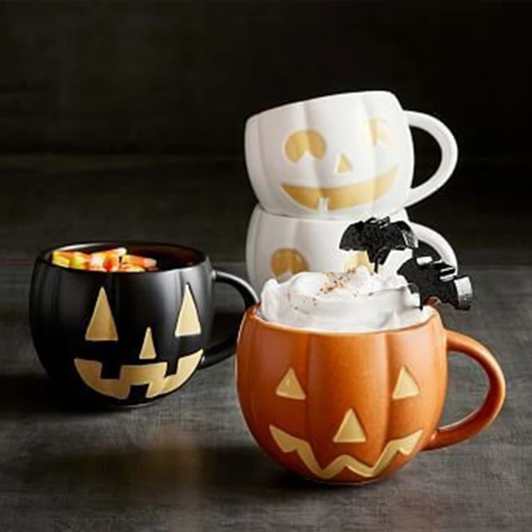 European And American Style Halloween grimace Ceramic Pumpkin Cup Cartoon Ghost Water Cup Mug breakfast Milk coffee Cup