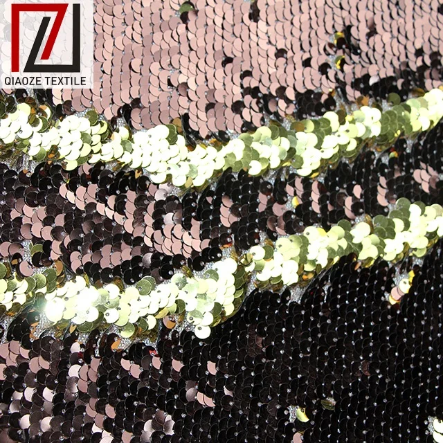 Custom-made glitter two tone mermaid reversible rainbow sequin fabric