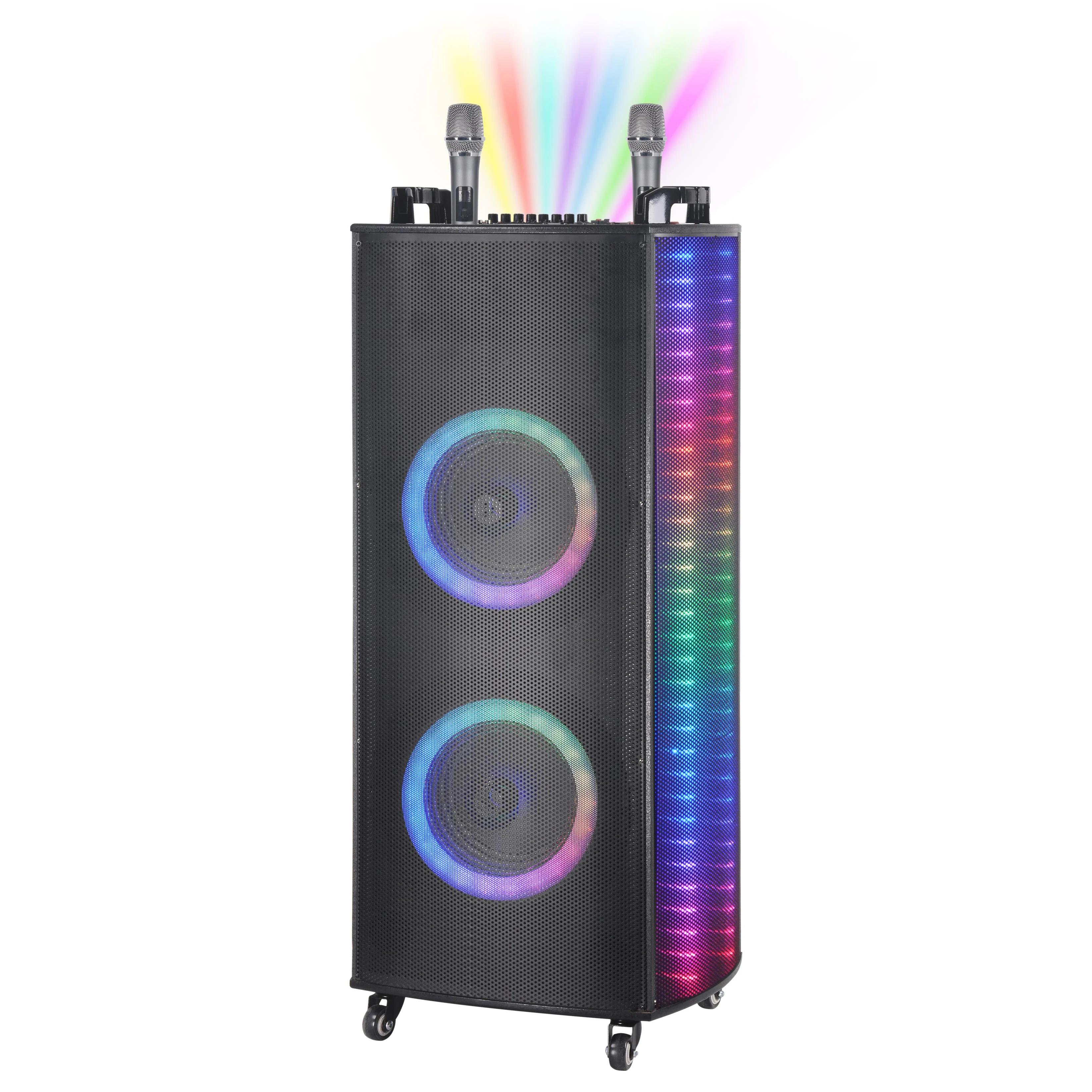 Chinese factory low price karaoke portable speaker for outdoors with dj lights