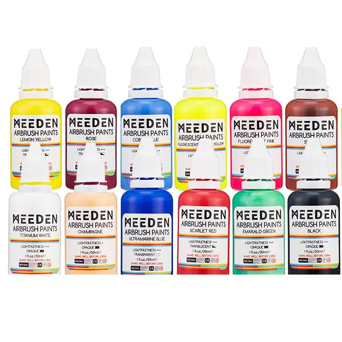 MEEDEN 12colors 30ml Quick-drying Waterproofing Acrylic Airbrush Paints Set for Artist
