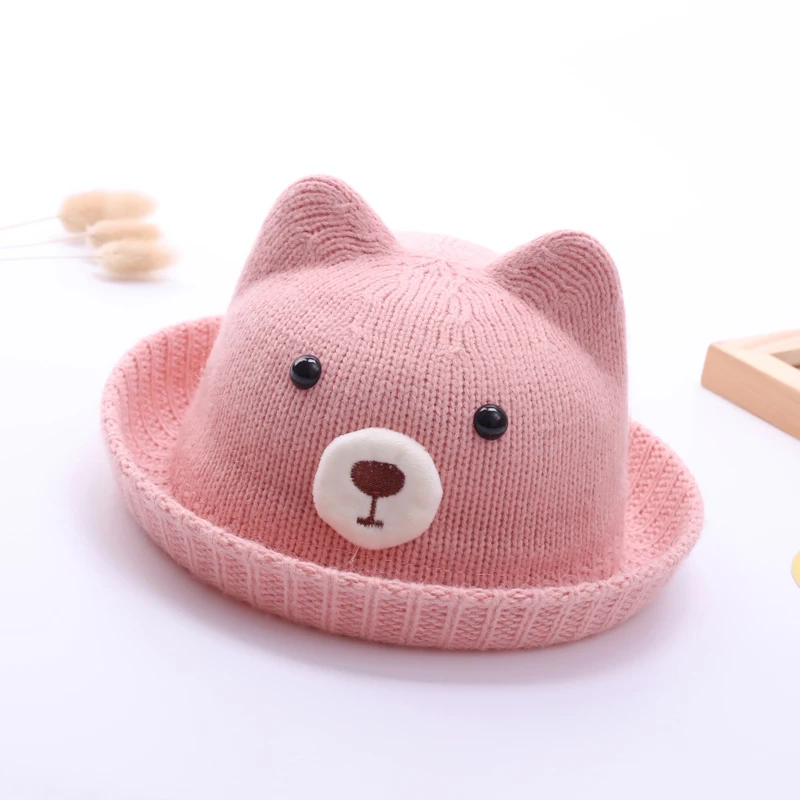 New styles on the new autumn and winter models in stock knitted beautiful bear hat fisherman hat