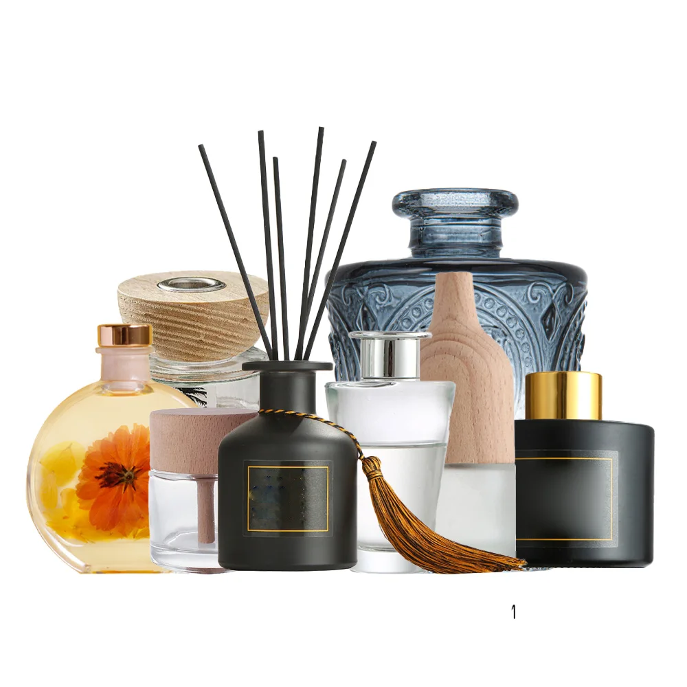 Wholesale custom frasco difusor room fragrance black luxury empty aromatherapy diffusion glass aroma reed diffuser bottle