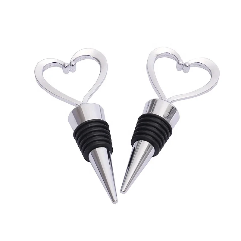 Hot Sale custom zinc alloy metal heart shaped red silicone wine bottle Stopper