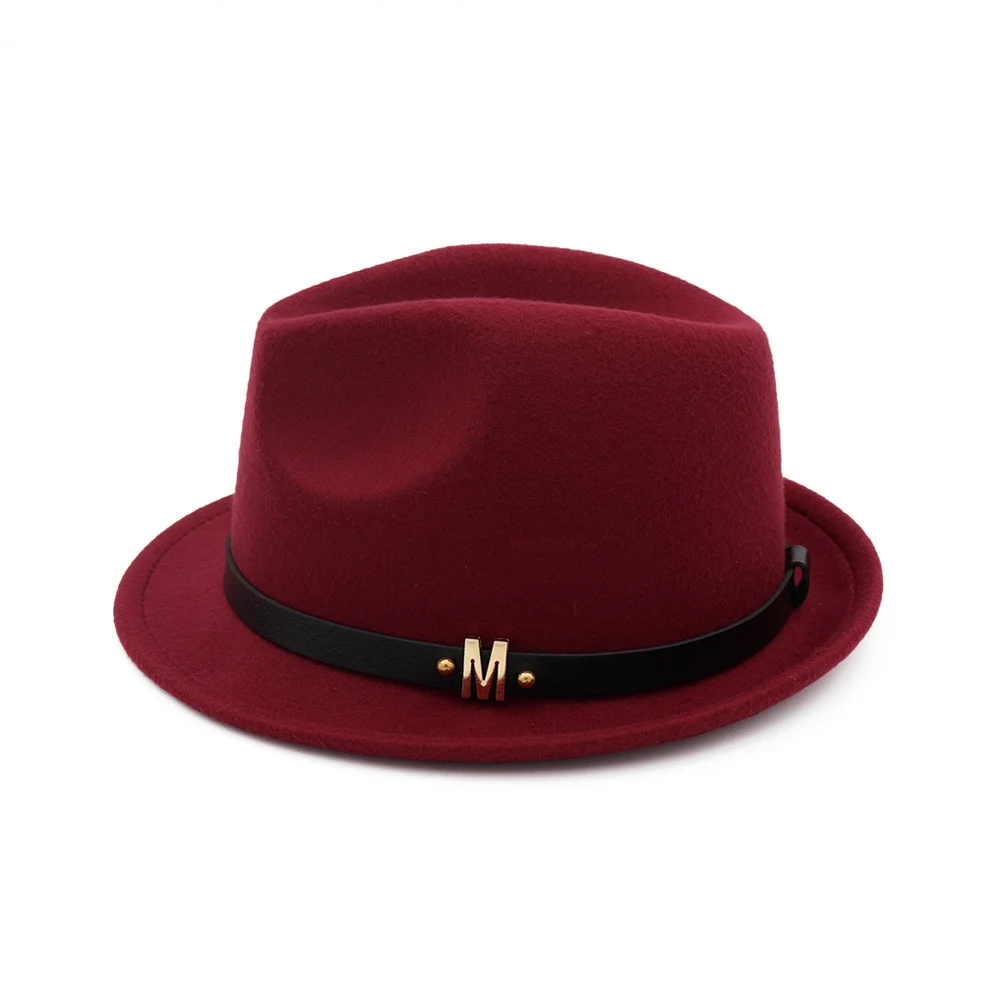 Brief Style Unisex Pure Color Roll Edge Wool Felt Hat Borsalino Jazz Fedora Hat