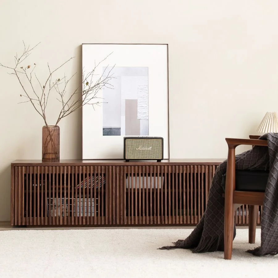 Factory Price Sliding Barn Door Modern&Farmhouse Wood Entertainment Center Adjustable Shelves TV Stand