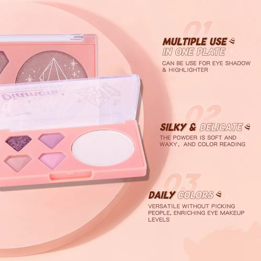 High Quality Shimmer Private Label Cruelty Free Eyeshadow Palette High Pigment Multi Use Diamond Glow Eye Palette