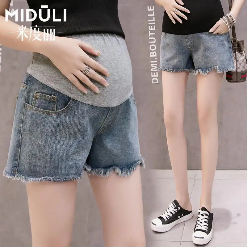 Fashion Summer Maternity Jeans Ladies Low-Rise Ripped Loose Stomach-Lift Jeans