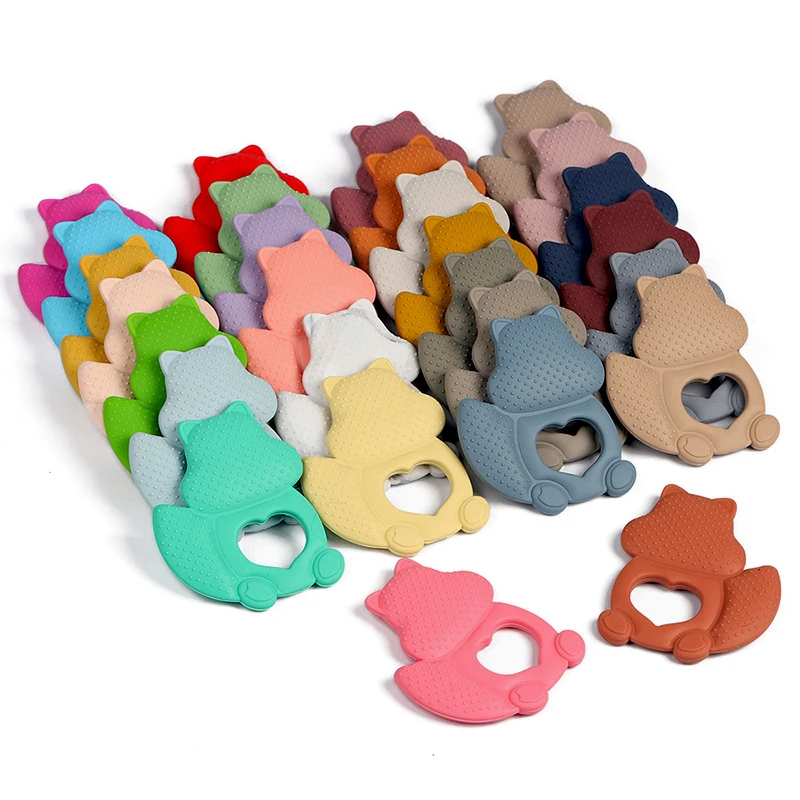 Food Grade Silicone Teethers Animal Squirrel Baby Ring Teether Infant Baby Silicone Chew Charms Kids Teething Gift Toddler Toys