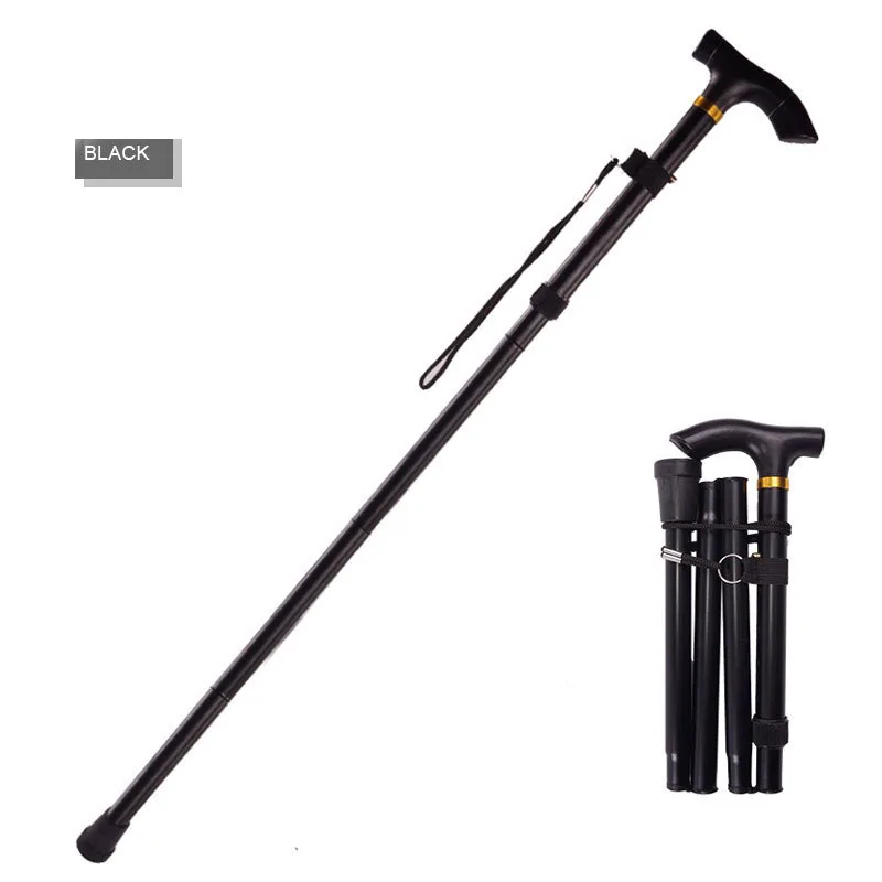 Adjustable Folding Walking Stick Aluminum Alloy Folding Cane Crutch Elderly Climbing Crutches