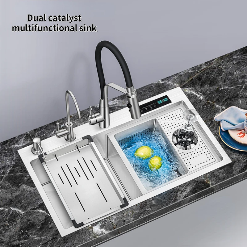 Household Built-in Intelligent Fruit And Vegetable Washing Machine Double Bowl Ultrasonic Cleaning Purification Kitchen Sinks