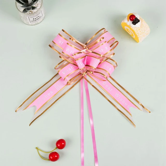 plastic decorative gift pull up bow flower wrap birthday valentines day decoration ribbon pull bow