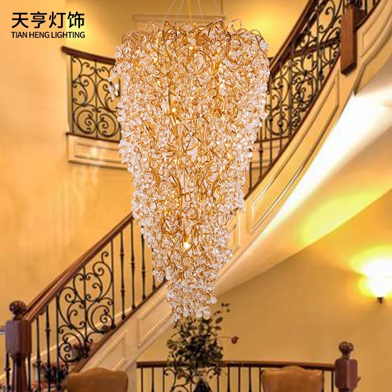  TIAN Perfect Quality dining room Modern Luxury led crystal pendant lamp gold