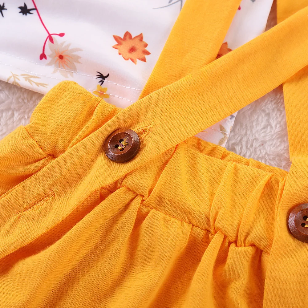 Summer Baby Girl Floral T-shirt + Skirt + Hairband 3pcs Suit Pretty babygirl clothes Children Wear