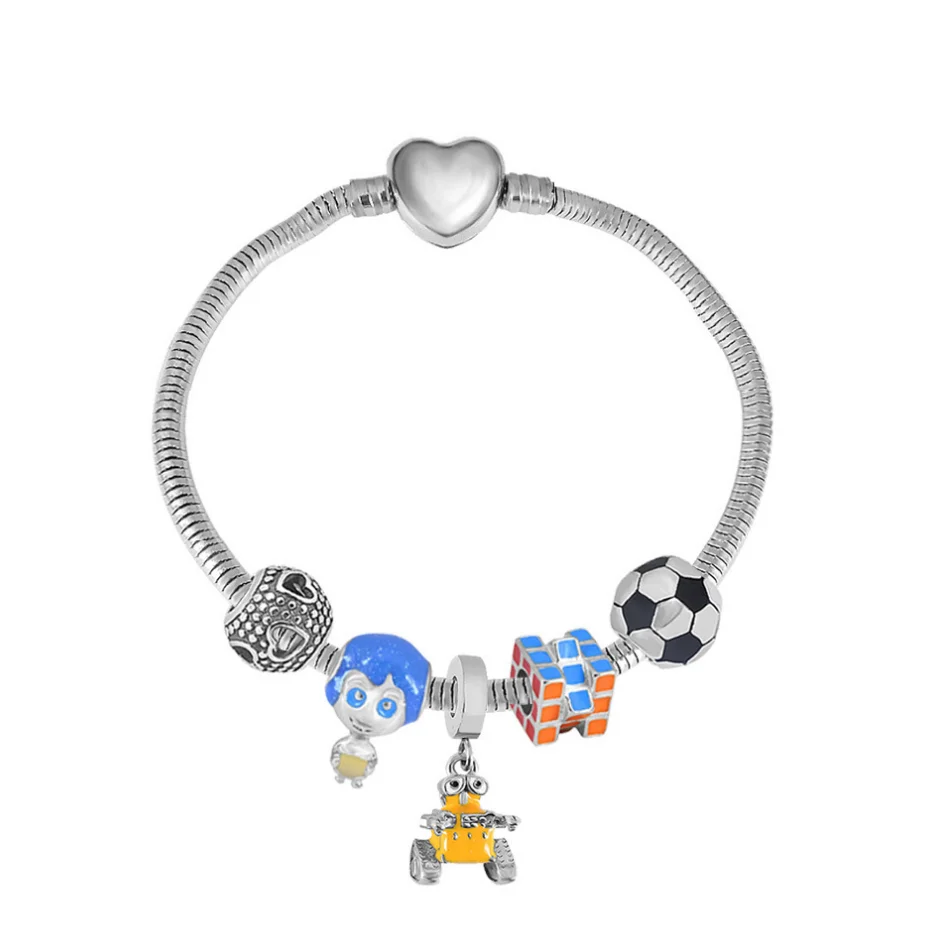 Custom Stainless steel Charm Bracelets Unicorn DIY Charm Accessories Alloy Rainbow DIY  Bridemade Bracelet