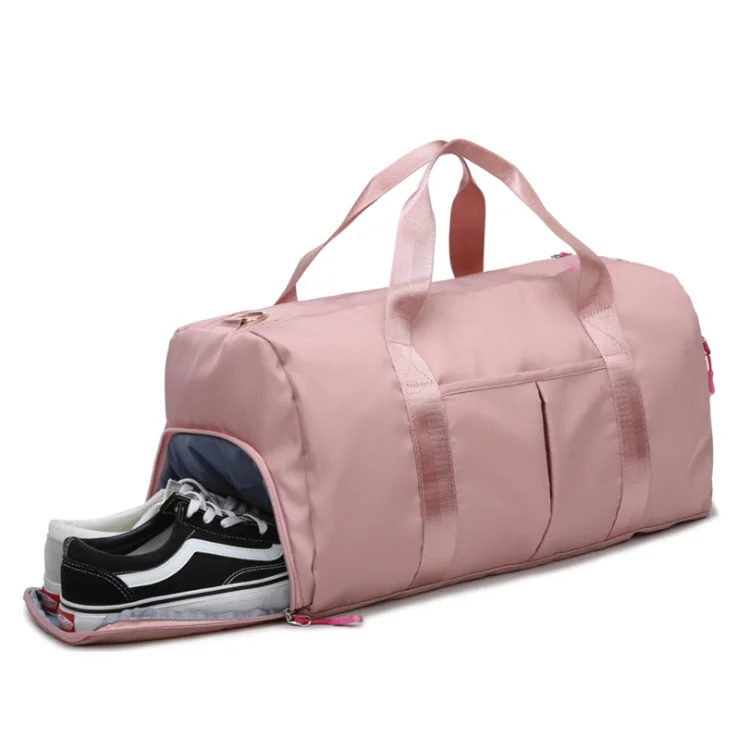 
Sport Gym Bag Pink Waterproof Tote Travel Duffel with Wet Dry Separation Shoe Compartment 