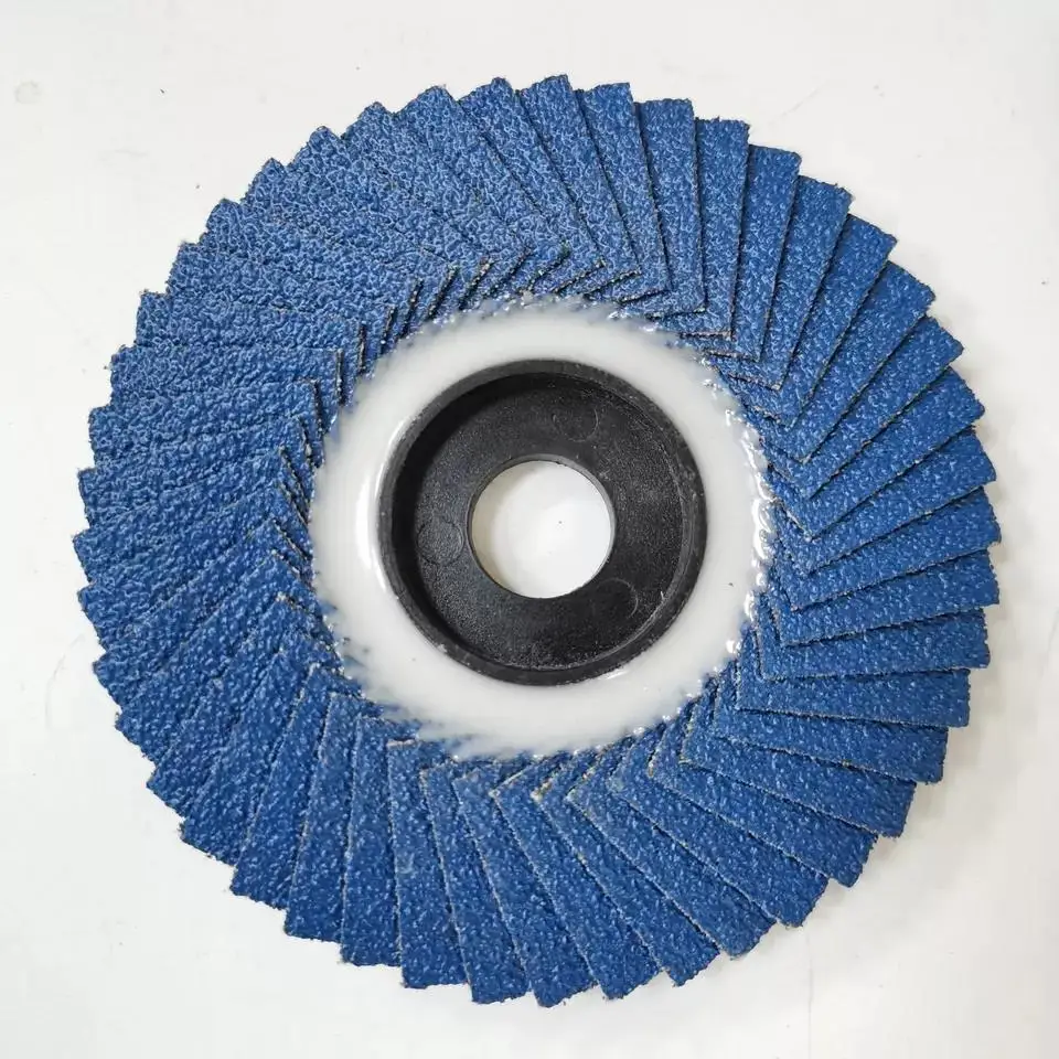 4.5 Inch115x22.2mm Premium high density blue abrasive tools mesh cover flexible flap disc grinding wheel