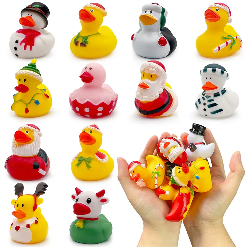Snowman Shape Baby Water Swimming Play Toy  Bath Tub Floating Duck With Scarf And Gloves