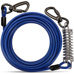 Прочный пружинный тренировочный трос с ПВХ-покрытием для собак, трос для питомцев, поводки для кемпинга и двора
