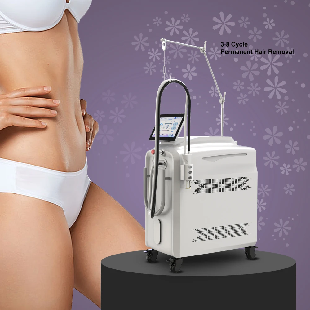 KM NO GEL fast hair removal 1064nm 755nm fiber alexandrite laser gentle pro plus fiber painless with liquid nitrogen cooling
