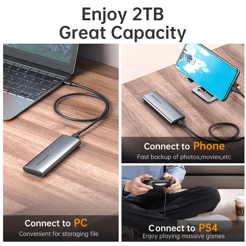 
Portable SSD HDD USB C External Enclosure 2.5 Inch Sata Hard Drive Adapter Casing Laptop Hard Drive Enclosure 