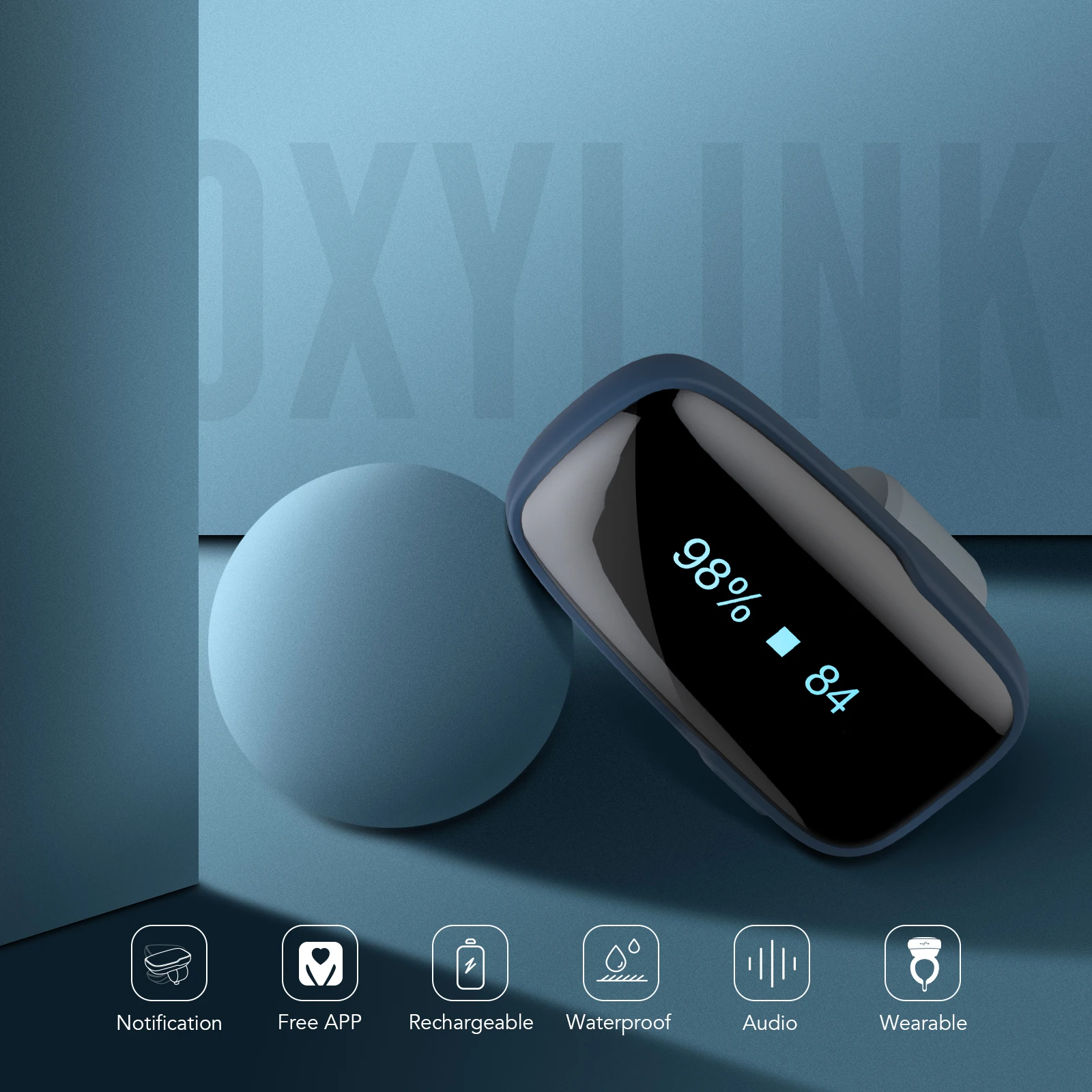 Wellue Oxylink Oximet Puls Beep Reminder Sleep Monitor Pulse Oximeters Rechargeable Spo2 Digital Oximetro de Pulso Oximeter