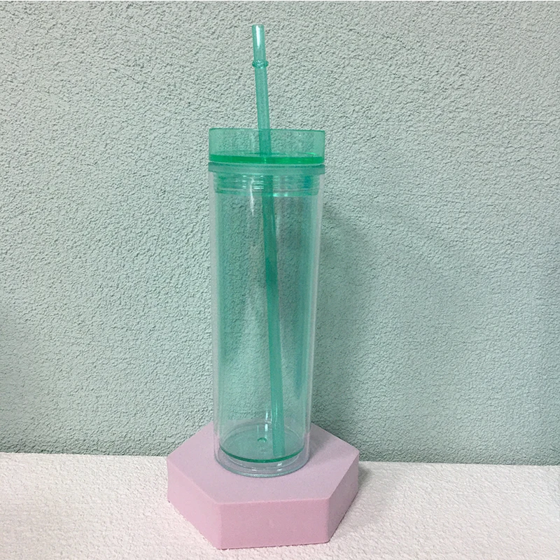 Wholesale 16oz Insulated Double Wall Acrylic Clear Skinny Tumblers Cup With