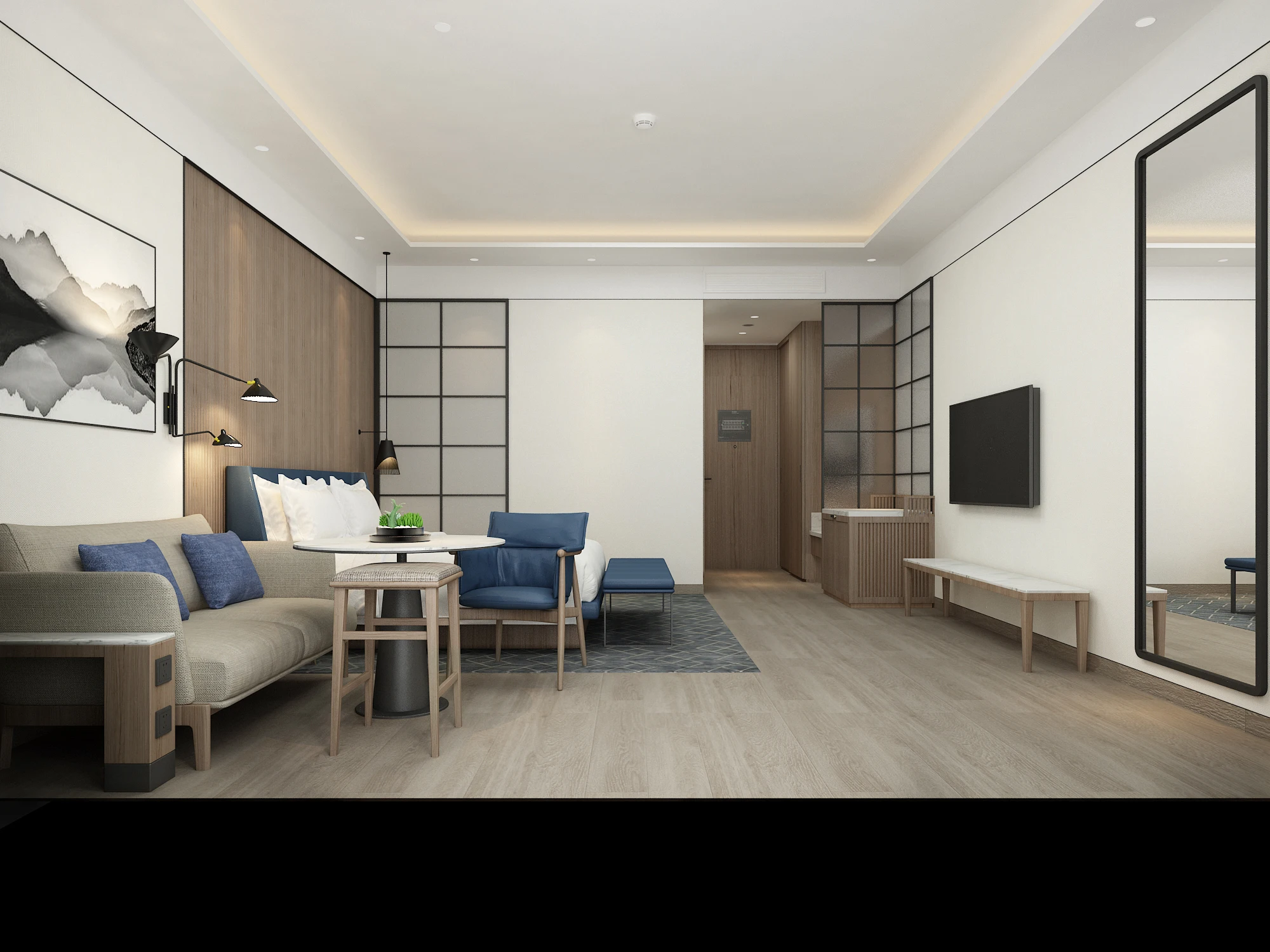 
Modern Custom Sheraton Bedroom Design 5 Star Hotel Furniture 