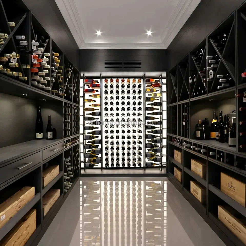 Garden Style DesignWine cellar construction with Glass Display Cabinet and Wine cellar humidity controlfor and Collection