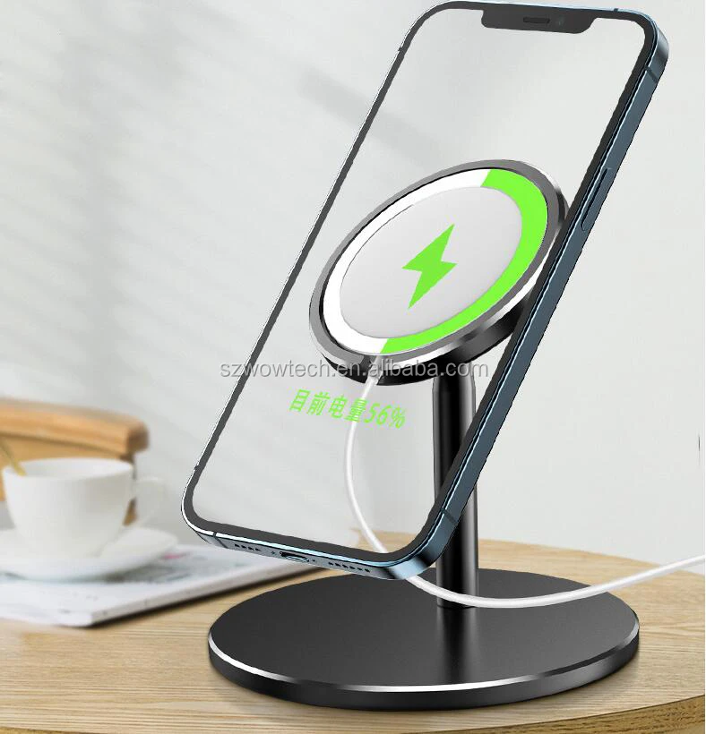 Вращающийся на 360 градусов держатель-подставка из алюминиевого сплава для iPhone 12, беспроводная зарядная док-станция MagSafe