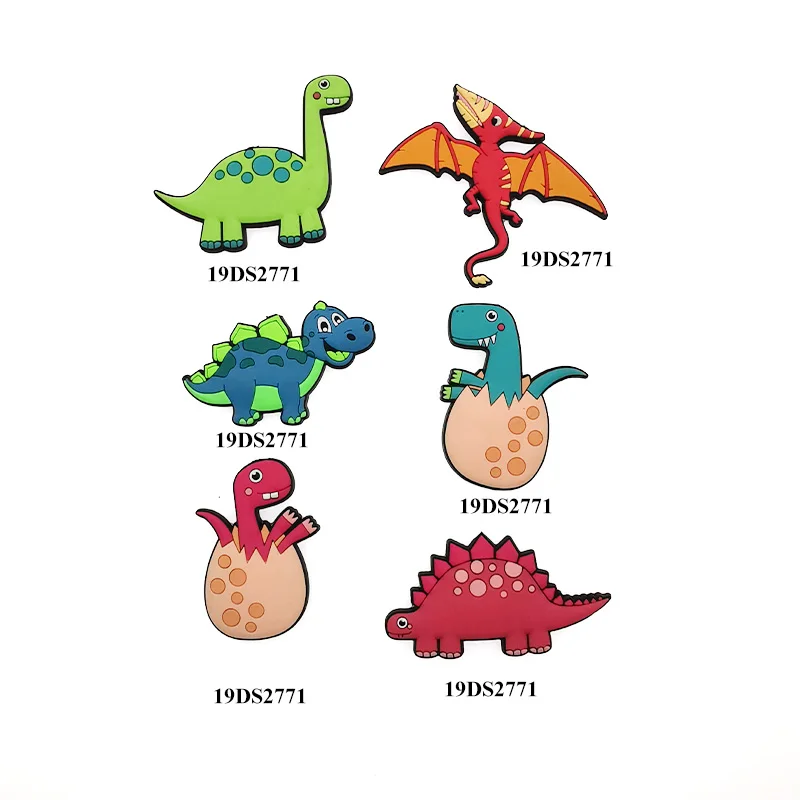 Custom High Quality Cute Design Fridge Magnet  Cartoon Dinosaur Set For Kitchen