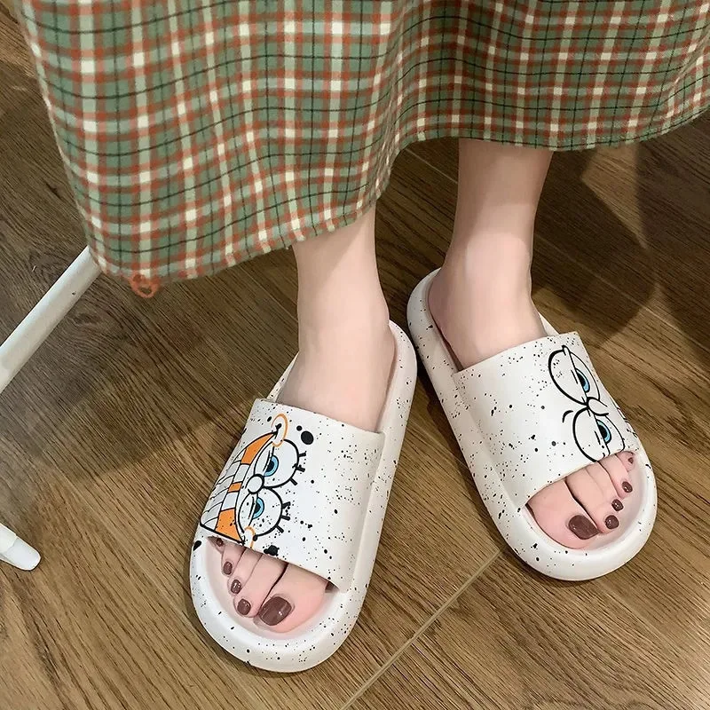 Unisex Fantastic Slide Slippers EVA Soft and Comfortable White SpongeBob Cute Outdoor Home Slippers