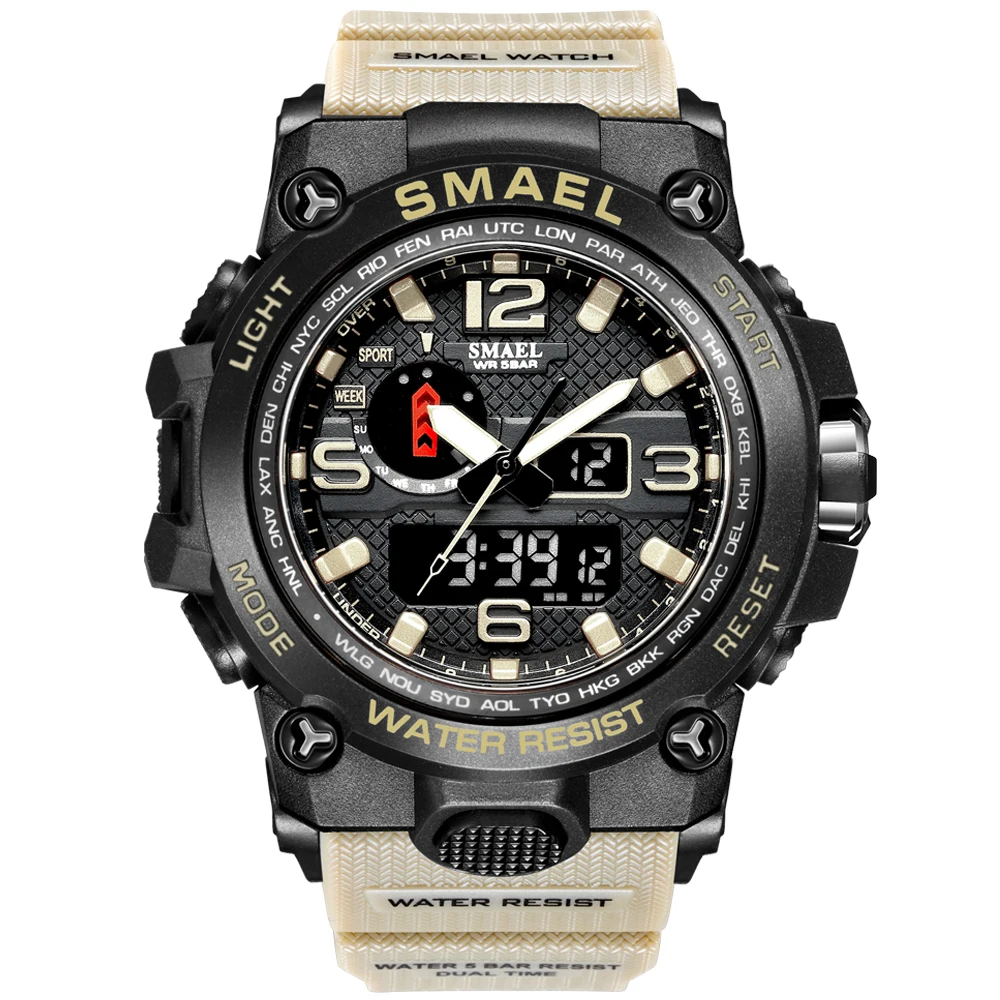 SMAEL 1545D Sport Style 5ATM Waterproof Luminous Digital Wristwatch Display Led Electronic Digital Men Watches