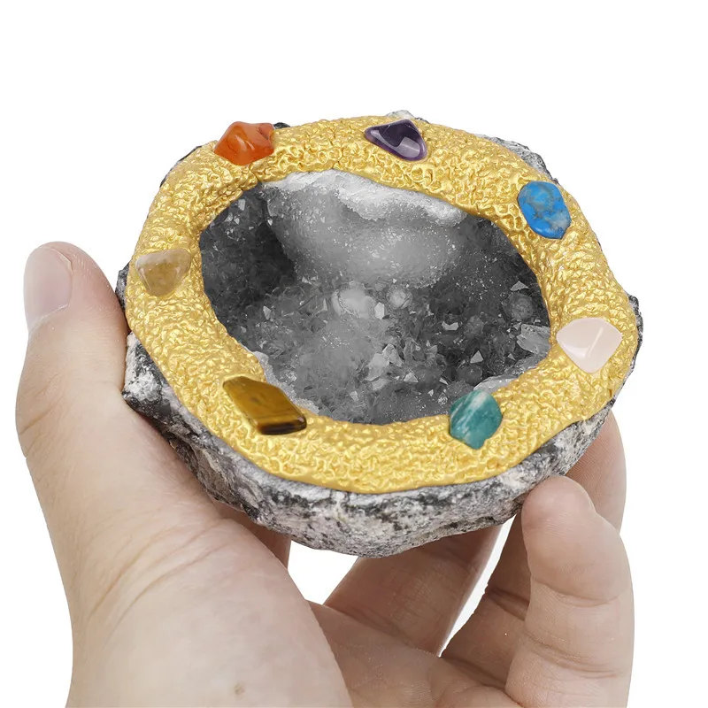Hot Sale 7 Chakra Energy Natural Stone Crystal Geode Quartz Cluster Home Desktop Decoration