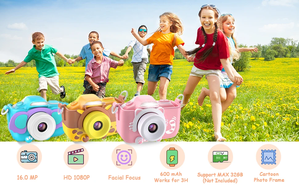 Factory Wholesale Children HD 1080 Toy Cartoon Mini Video Camera Kids Digital Video Camcorder