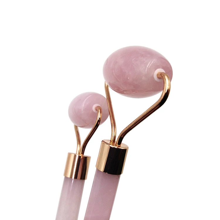 Fast Delivery 100%  Natural Rose Quartz Jade  Face Roller And Gua Sha Set With Box 2 in 1 Custom  Pink Jade Roller Gua Sha Set