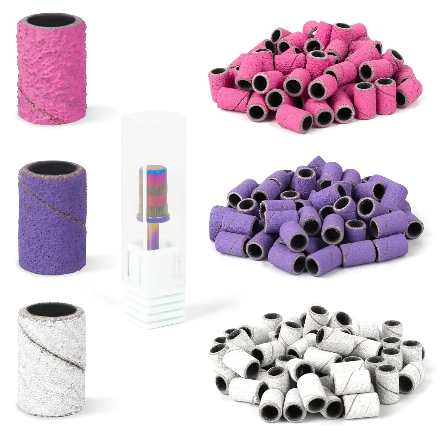 #80 #150 #240 Grit Nail Sanding Bands Manicure Tool Rotary Circle File Nail Sanding Bands