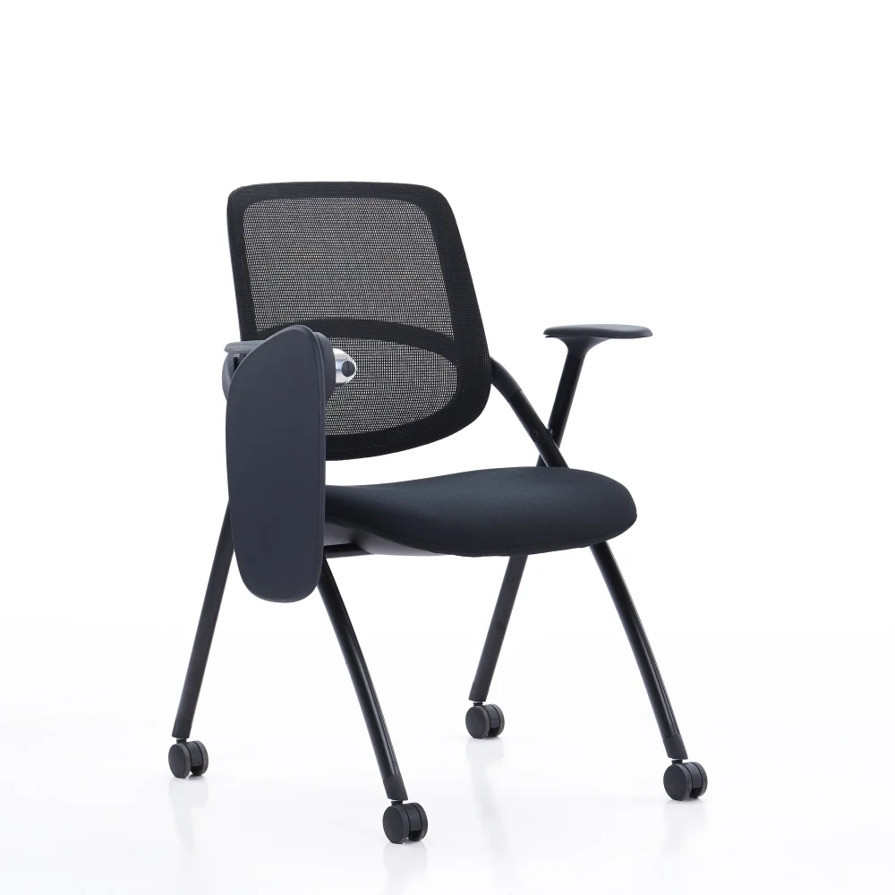 Office Staff Comfortable Breathable Backrest With Clipboard Tablet Writing Pad Mesh Training Chair With Casters