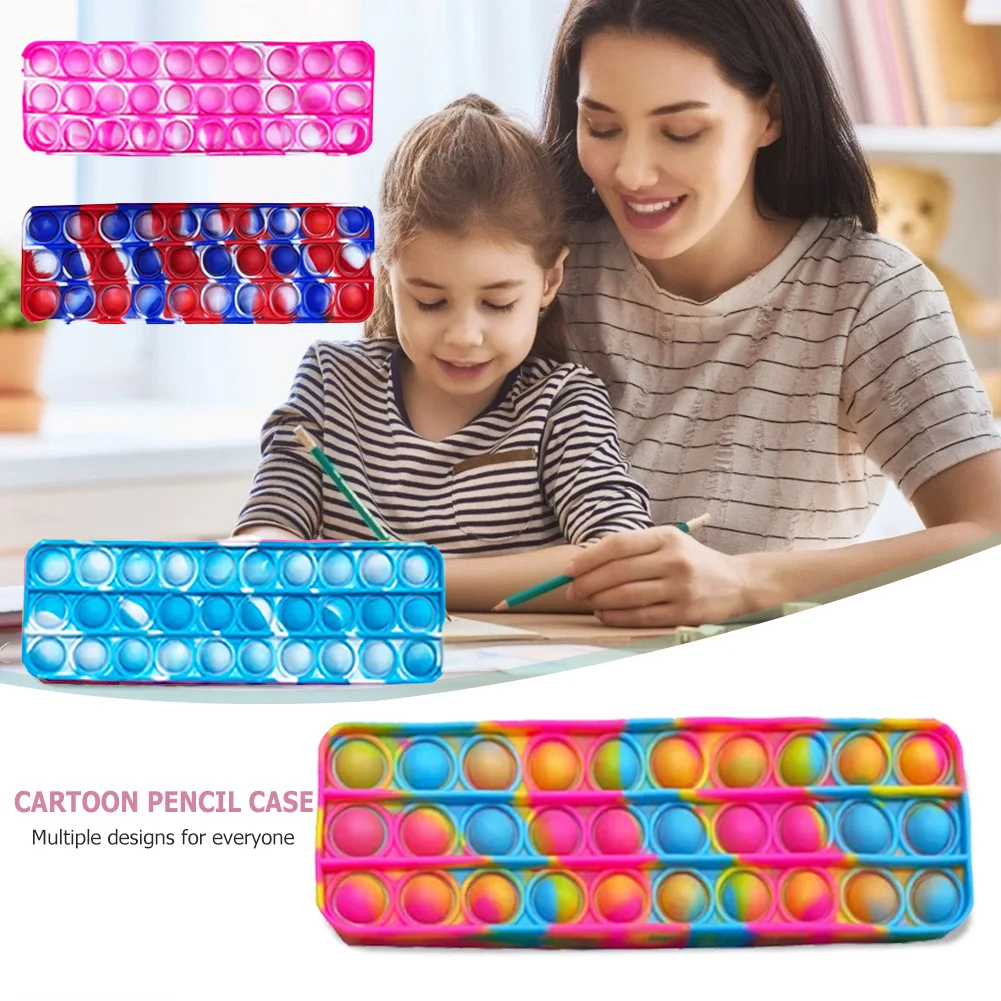 2021 New  Push Pop Bubble Fidget Toy  Silicone Pen Bag Kids Popper Sensory Poppet Pencil Case School Bag Stationery Storage Bag