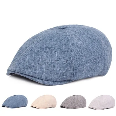 Manufacture Price Outdoor Unisex Cotton Mix Linen Flat Ivy Hats Newsboy Cap