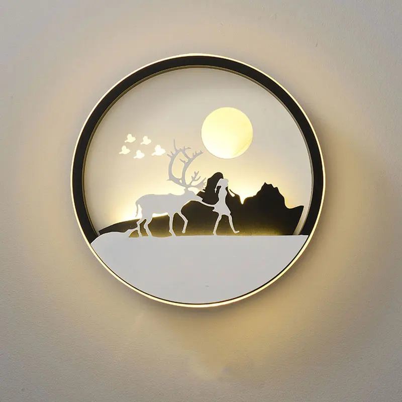 Nordic bedroom bedside lamp wall lamp fawn aisle living room room background wall lamp simple creative personality light